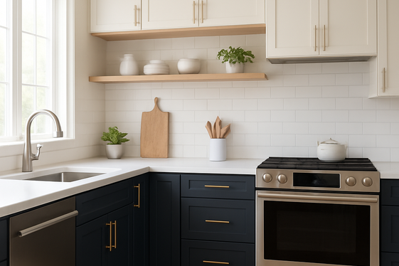 Opt for Dark Blue Lower Cabinets and Light Upper Cabinets illustration