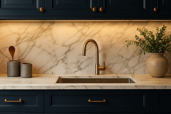 Choose Dark Blue with Marble Countertops for Elegance illustration