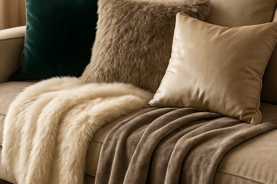 Layer Texture with Luxurious Throws and Pillows illustration