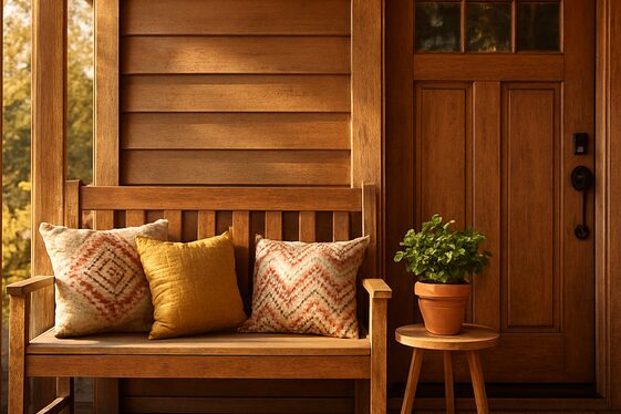Cozy Bench Seating by the Door illustration