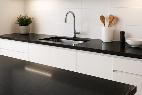 Bold Dark Quartz Surfaces Combining Modern and Practical illustration