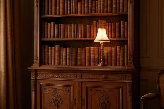 Vintage and Antique Bookshelves for Character illustration