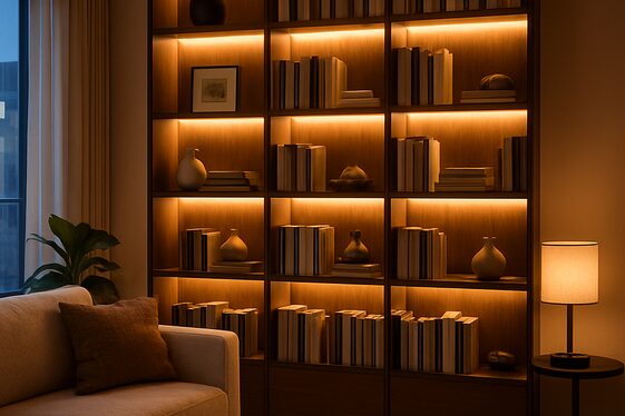 Bookshelves with Integrated Lighting illustration