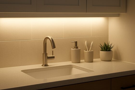 LED Strip Lighting Under Cabinets and Mirrors illustration