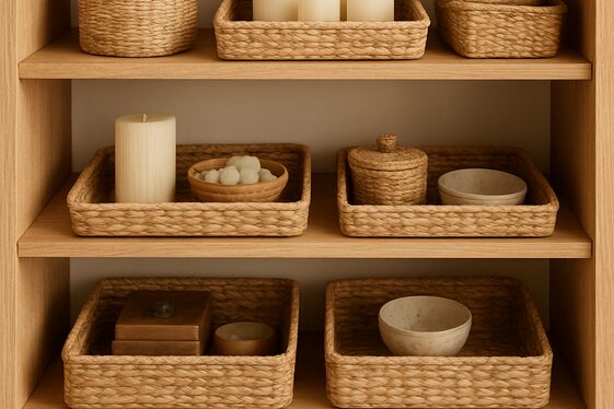 Use Trays and Baskets to Group Smaller Items illustration