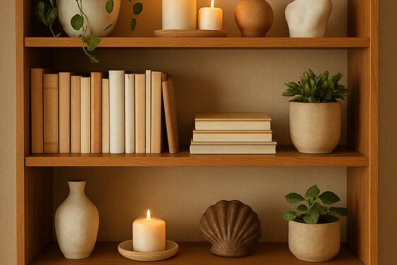 Mix Books and Decorative Objects for Visual Interest illustration