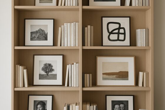 Display Art and Photos Alongside Books illustration