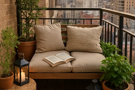 Apartment Balcony Nook: Fresh Air Meets Cozy Comfort illustration