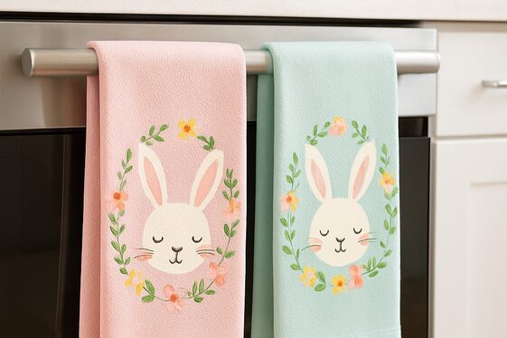 Easter Bunny-Themed Dish Towels illustration