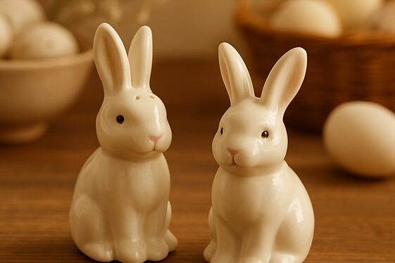 Decorative Bunny Salt and Pepper Shakers illustration