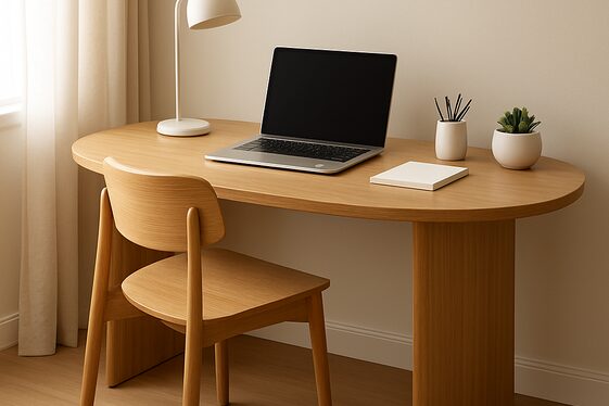 Semi-Circular Desks to Maximize Workspace illustration