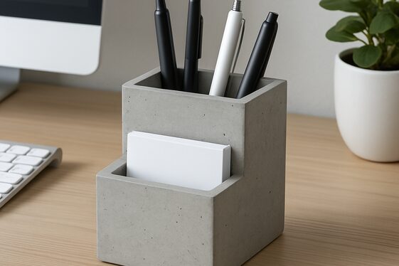 Concrete Desk Organizers for a Neat Workspace illustration