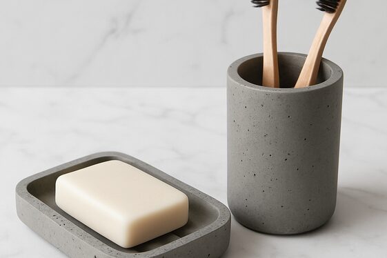 Concrete Bathroom Accessories Set illustration