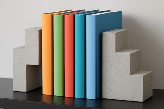 Unique Concrete Bookends for Your Shelves illustration