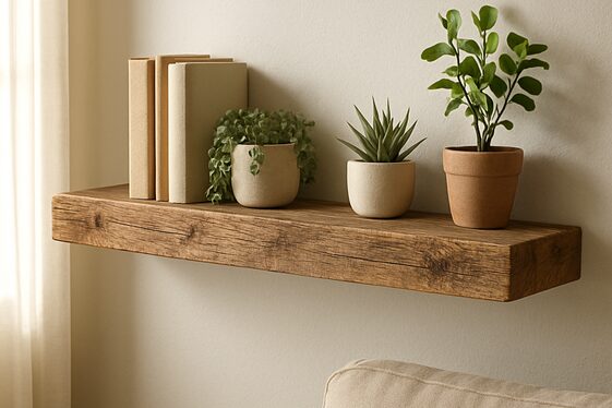 Rustic Reclaimed Wood Floating Shelf illustration
