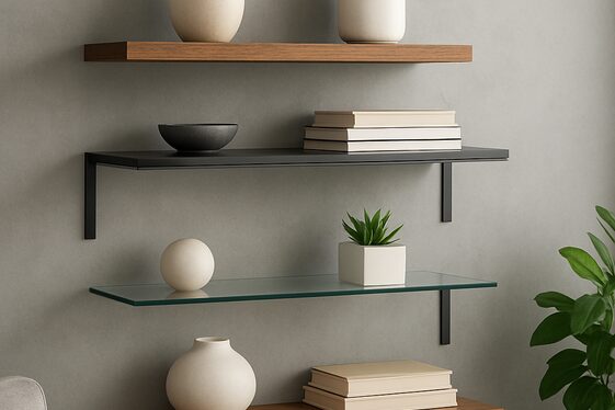 Floating Shelves with Mixed Material Designs illustration