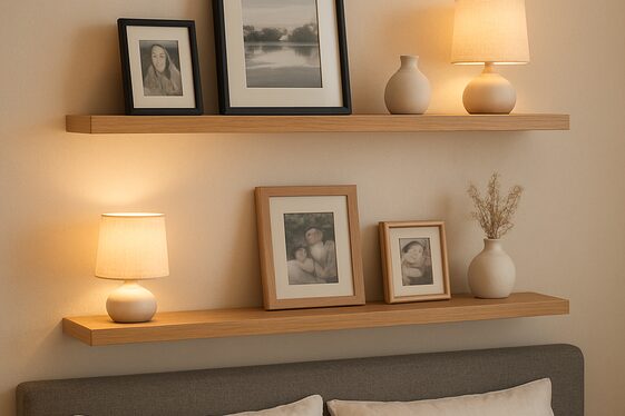 Floating Shelves Above the Bed for Cozy Storage illustration