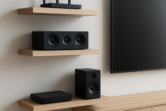 Floating Shelves with Cable Management for Electronics illustration
