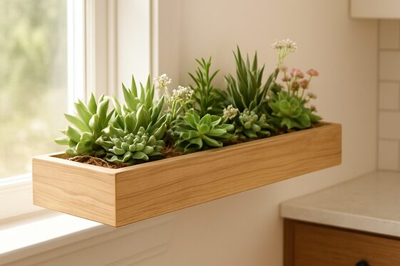 Floating Shelves with Built-In Planter Boxes illustration