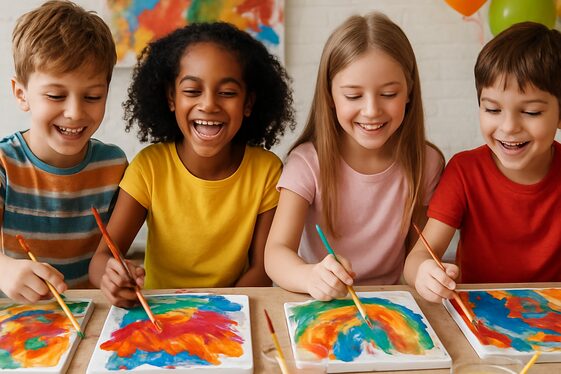 Paint-and-Sip Session with Kid-Friendly Drinks illustration