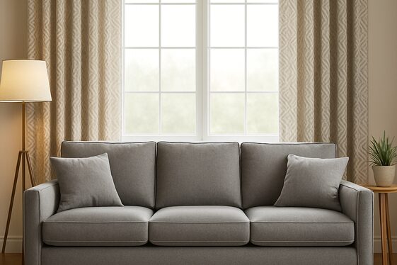 Use Patterned Curtains to Frame the Couch illustration