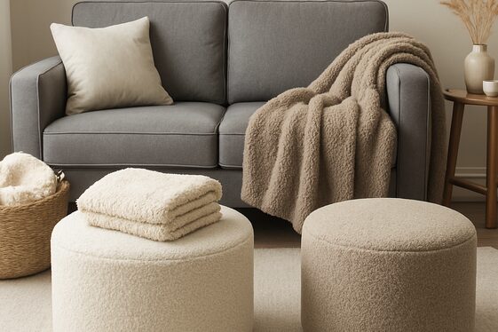 Make Space Cozy with Plush Blankets and Ottomans illustration