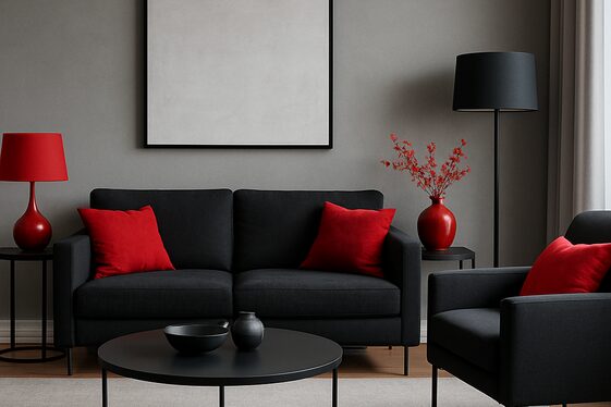 Incorporating Grey Walls with Black and Red Accents illustration
