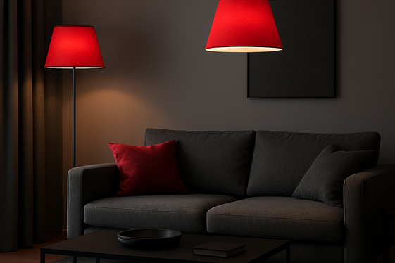 Lighting Choices to Enrich Grey, Black, and Red Interiors illustration