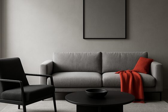 Keeping it Minimal: Simple Grey Background with Black and Red Highlights illustration