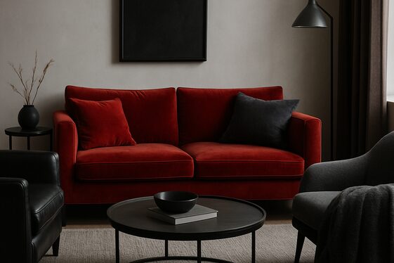 Mixing Textures: Velvet, Leather, and Wool in Grey, Black, and Red illustration