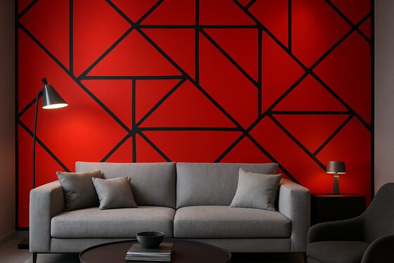 Creating a Statement Wall with Red and Black in a Grey Room illustration
