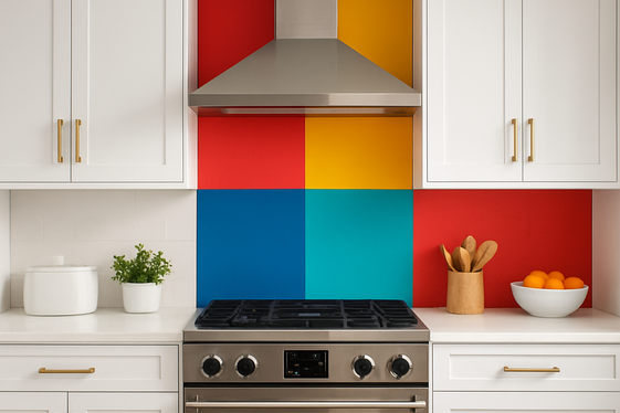 Bold Color Blocking Behind the Stove illustration