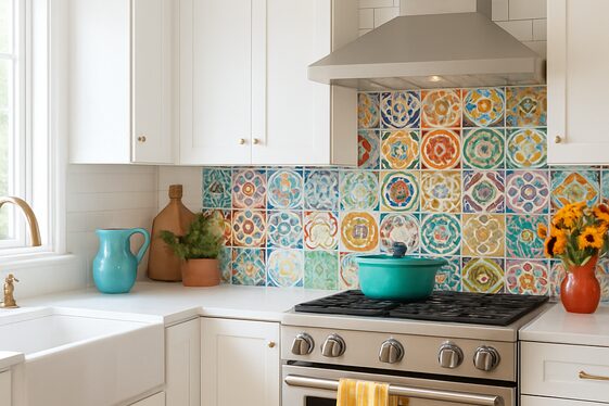 Colorful Backsplash Accents to Brighten White Kitchens illustration