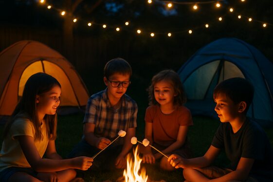 Backyard Camping and S’mores Night illustration