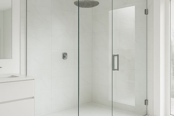Rain Shower with Frameless Glass Enclosure illustration