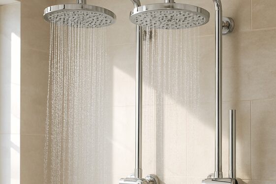 Dual Rain Shower Heads for Couples’ Relaxation illustration