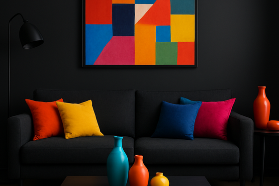 Black Living Rooms with Pops of Color illustration