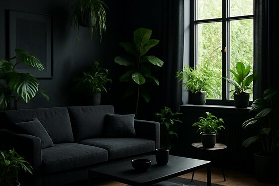 Add Greenery to Soften Black Spaces illustration