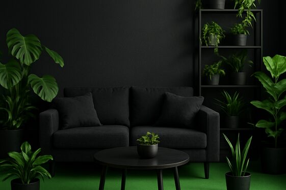 Adding Greenery to Black Living Rooms illustration