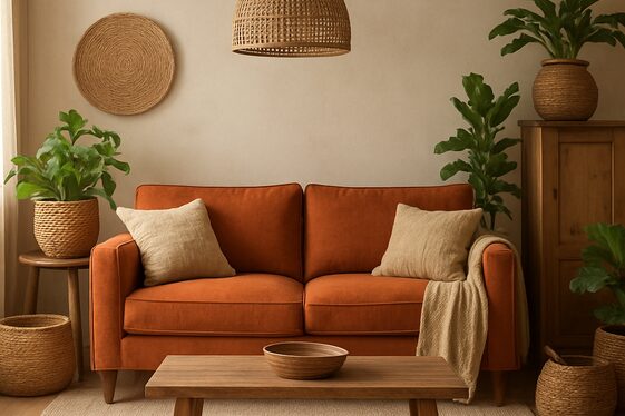 Earthy Orange Couch for a Warm, Rustic Feel illustration