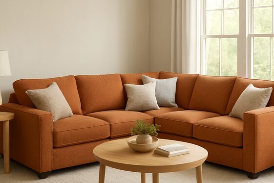 Orange Sectional Sofa for a Family-Friendly Space illustration