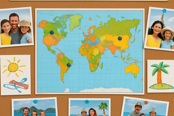 Family Vacation Memories and Maps illustration