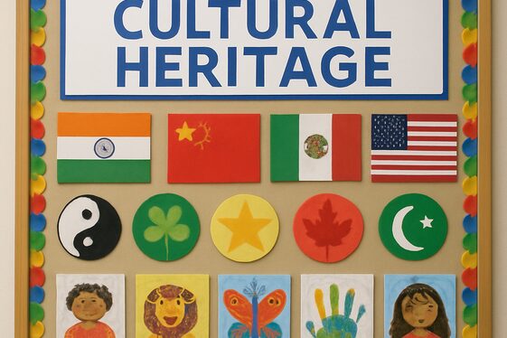 Cultural Heritage Flags and Symbols Display illustration