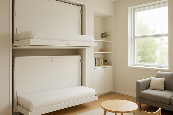 Hidden Quad Bunk Beds That Fold Away Neatly illustration