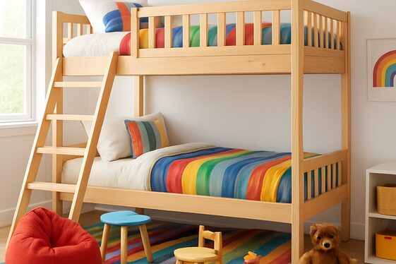 Lofted Quad Bunk Beds with Play Areas Below illustration