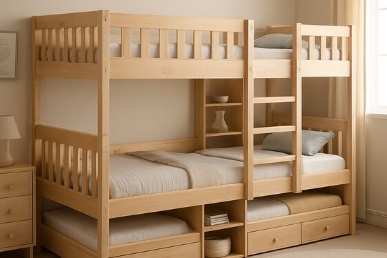 Built-in Storage Quad Bunk Beds to Declutter Rooms illustration