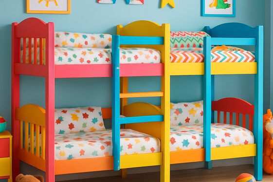 Bright and Colorful Quad Bunk Beds for Kids illustration