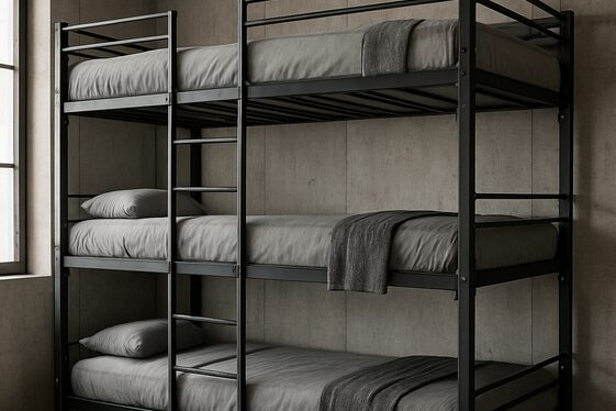 Industrial Style Quad Bunk Beds with Metal Frames illustration