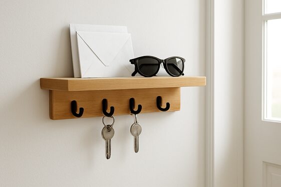 Install a Floating Shelf with Key Holders illustration