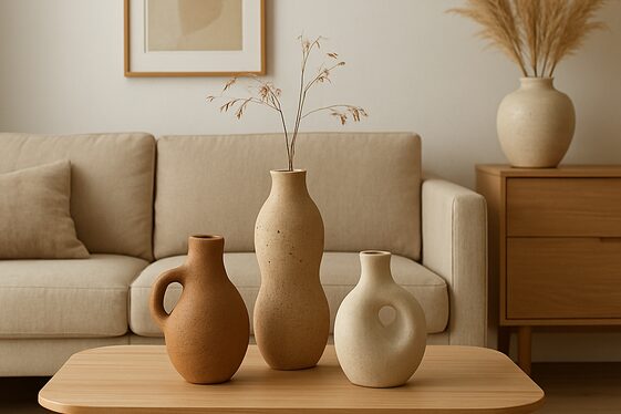 Statement Ceramic Vases with Organic Shapes illustration